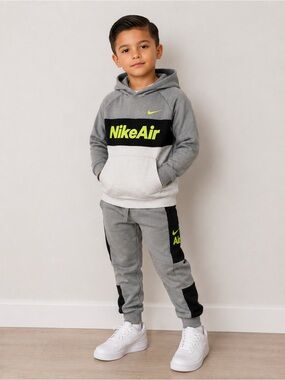 Nike Air Boy’s Hoodie and Joggers set - Black, gray, Neon Yellow